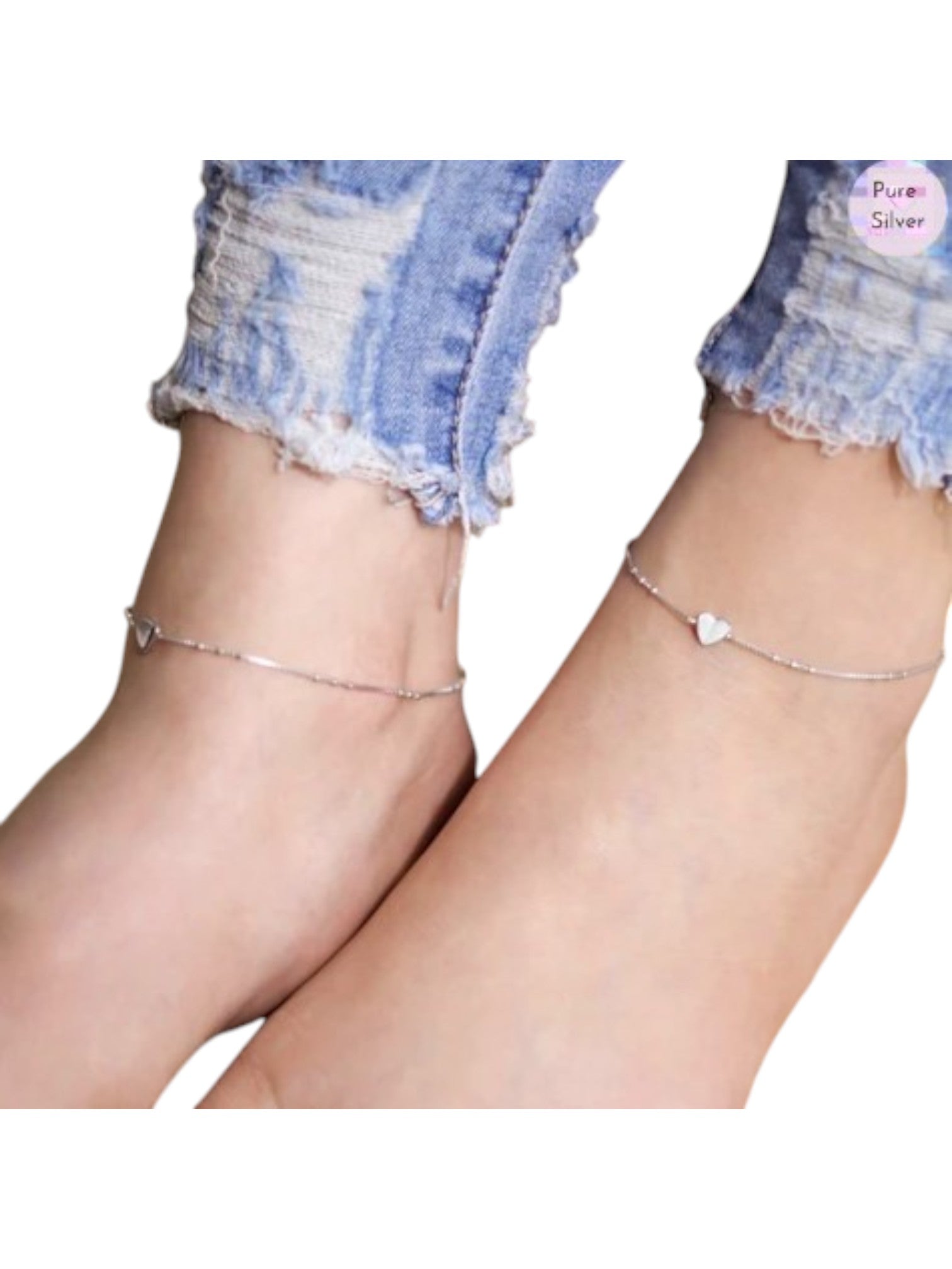 Delicate Heart 925 Sterling Silver Anklets By Kesardeep Impex For Women